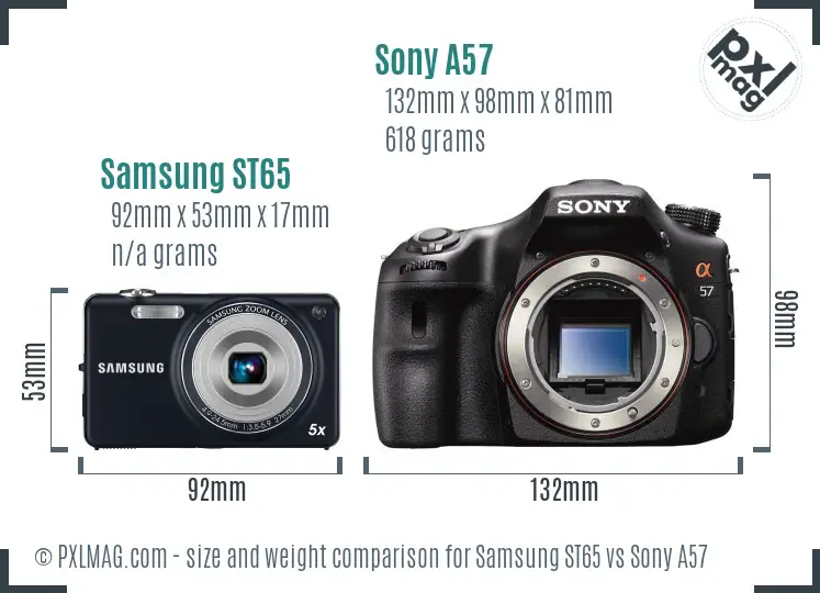Samsung ST65 vs Sony A57 size comparison