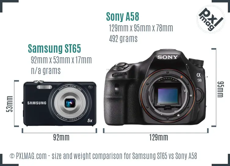 Samsung ST65 vs Sony A58 size comparison Samsung ST65 vs Sony A58 size comparison