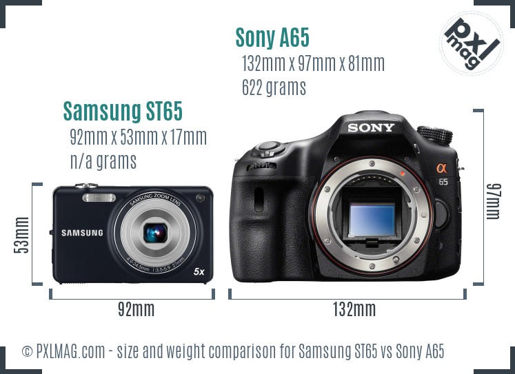 Samsung ST65 vs Sony A65 size comparison