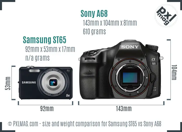 Samsung ST65 vs Sony A68 size comparison Samsung ST65 vs Sony A68 size comparison