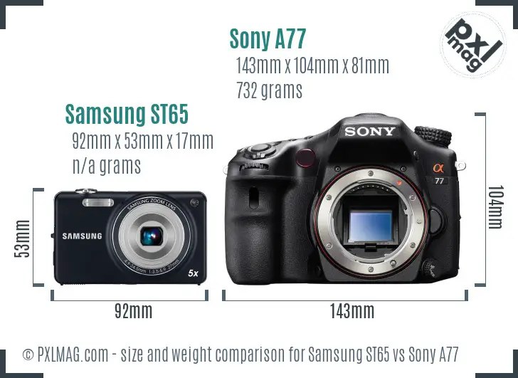 Samsung ST65 vs Sony A77 size comparison Samsung ST65 vs Sony A77 size comparison