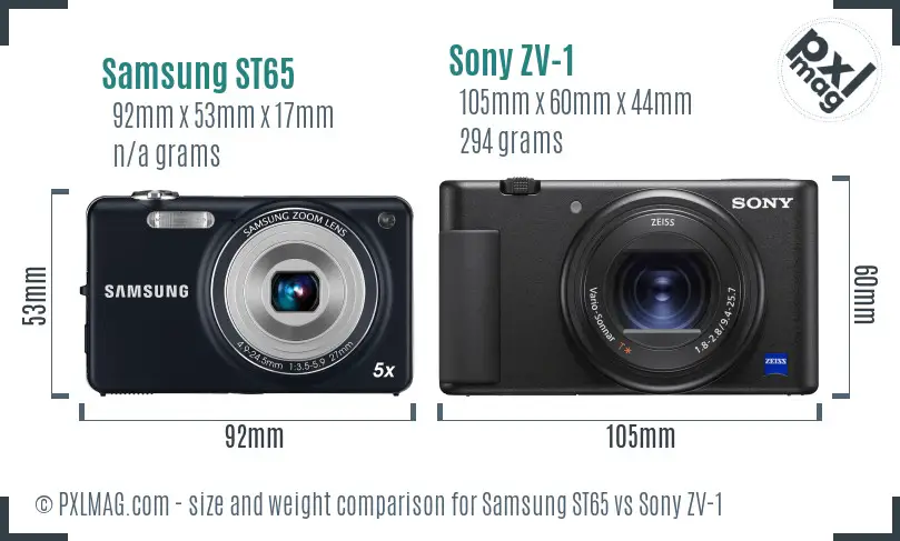 Samsung ST65 vs Sony ZV-1 size comparison Samsung ST65 vs Sony ZV-1 size comparison
