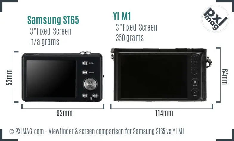 Samsung ST65 vs YI M1 Screen and Viewfinder comparison