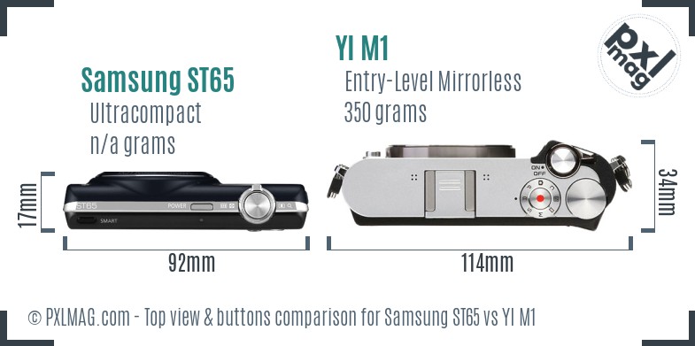 Samsung ST65 vs YI M1 top view buttons comparison