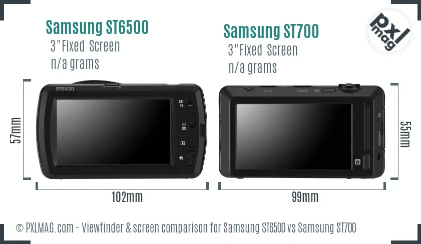 Samsung ST6500 vs Samsung ST700 Screen and Viewfinder comparison
