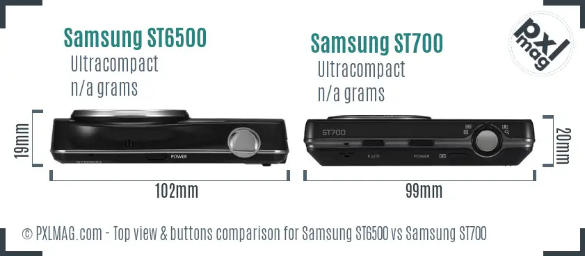 Samsung ST6500 vs Samsung ST700 top view buttons comparison