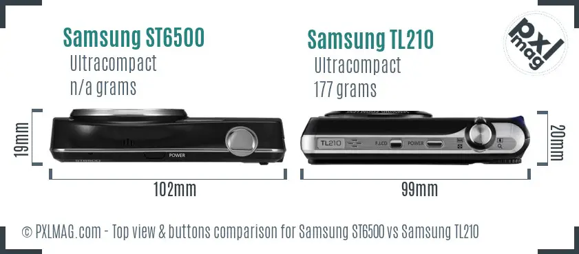 Samsung ST6500 vs Samsung TL210 top view buttons comparison