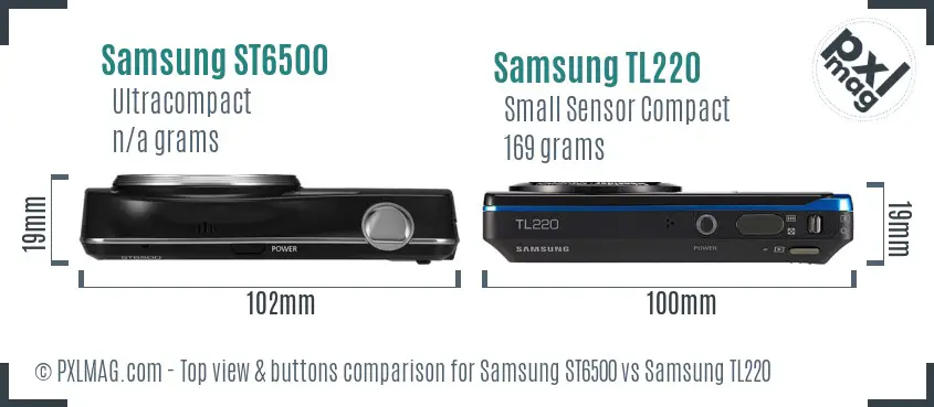 Samsung ST6500 vs Samsung TL220 top view buttons comparison