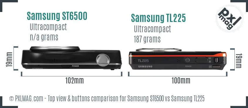 Samsung ST6500 vs Samsung TL225 top view buttons comparison