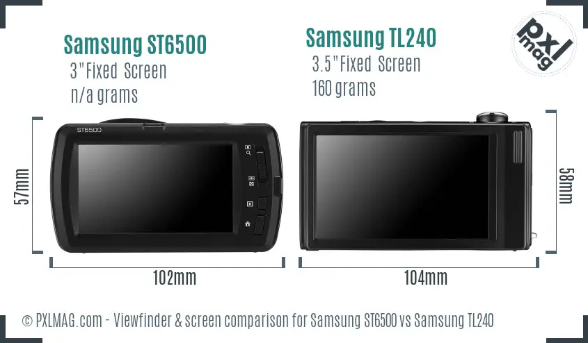 Samsung ST6500 vs Samsung TL240 Screen and Viewfinder comparison