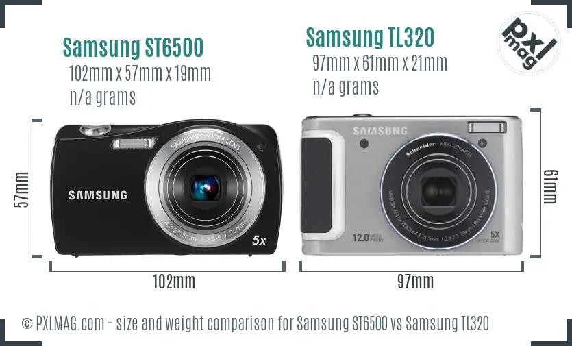 Samsung ST6500 vs Samsung TL320 size comparison Samsung ST6500 vs Samsung TL320 size comparison
