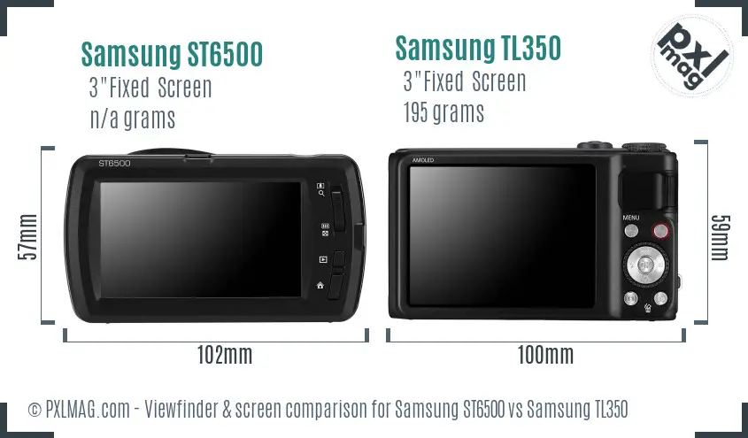 Samsung ST6500 vs Samsung TL350 Screen and Viewfinder comparison