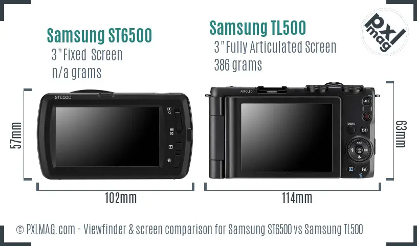 Samsung ST6500 vs Samsung TL500 Screen and Viewfinder comparison