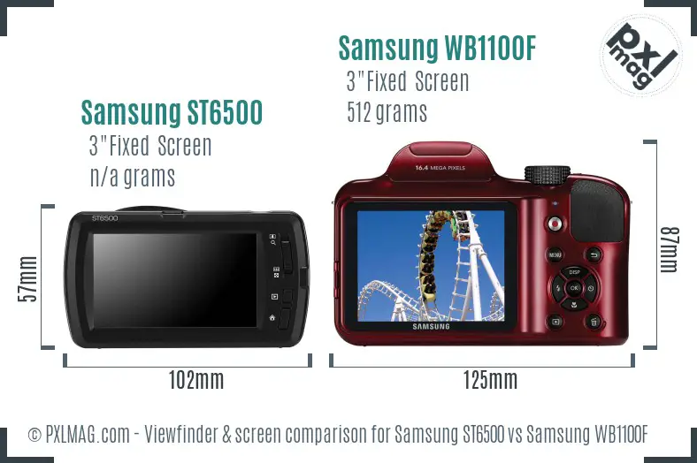 Samsung ST6500 vs Samsung WB1100F Screen and Viewfinder comparison