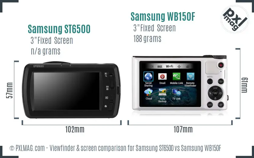 Samsung ST6500 vs Samsung WB150F Screen and Viewfinder comparison