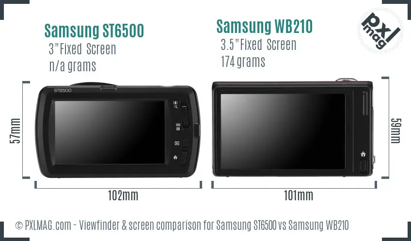 Samsung ST6500 vs Samsung WB210 Screen and Viewfinder comparison