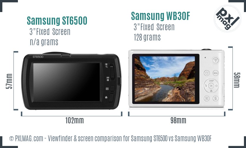 Samsung ST6500 vs Samsung WB30F Screen and Viewfinder comparison