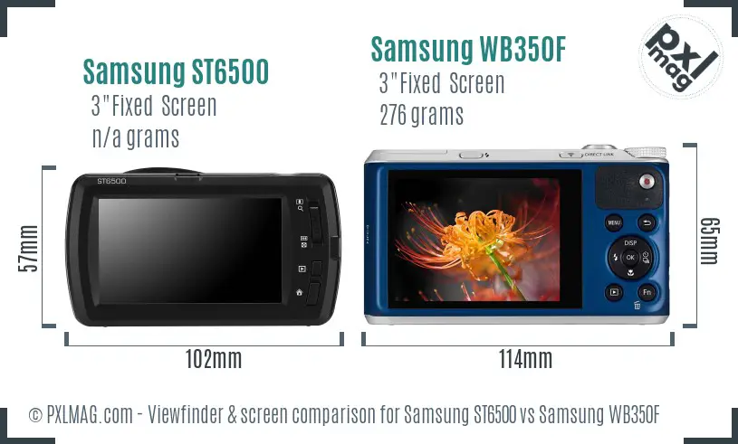 Samsung ST6500 vs Samsung WB350F Screen and Viewfinder comparison