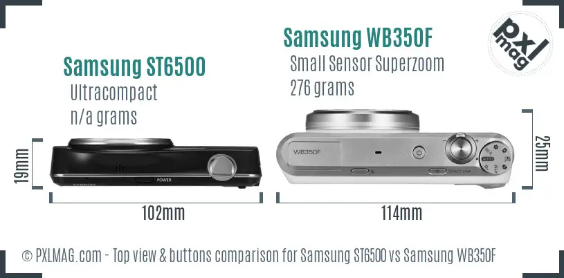 Samsung ST6500 vs Samsung WB350F top view buttons comparison