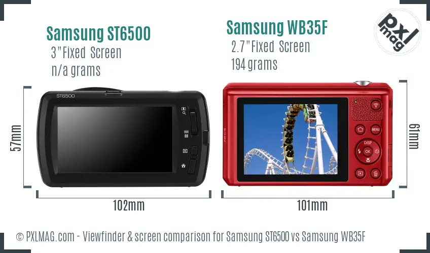 Samsung ST6500 vs Samsung WB35F Screen and Viewfinder comparison