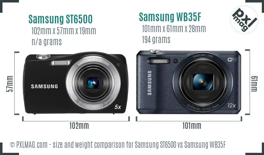 Samsung ST6500 vs Samsung WB35F size comparison