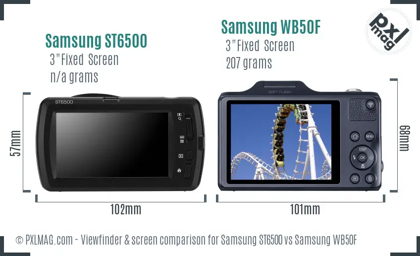 Samsung ST6500 vs Samsung WB50F Screen and Viewfinder comparison