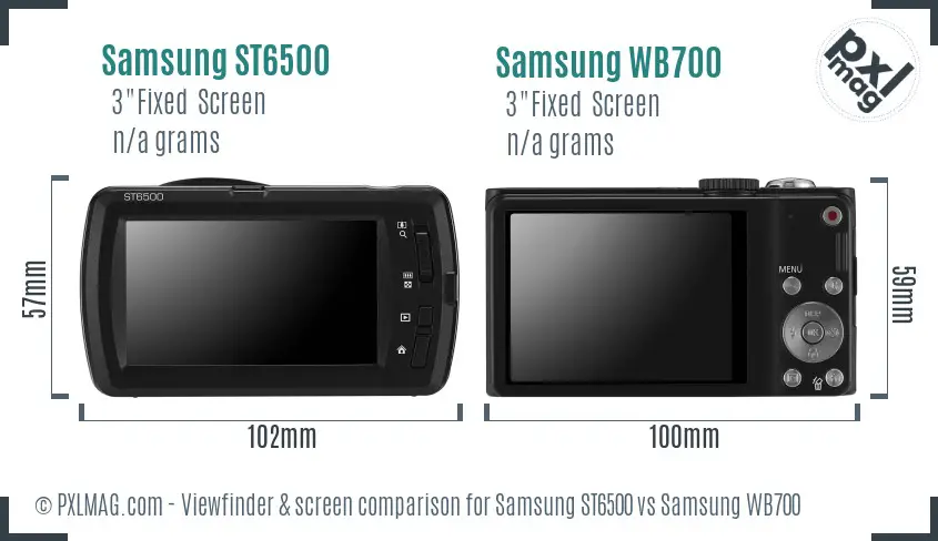 Samsung ST6500 vs Samsung WB700 Screen and Viewfinder comparison