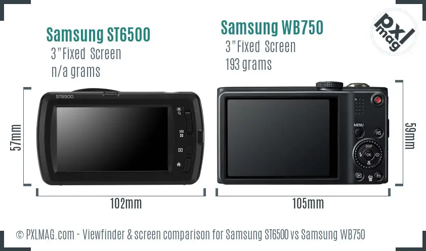 Samsung ST6500 vs Samsung WB750 Screen and Viewfinder comparison