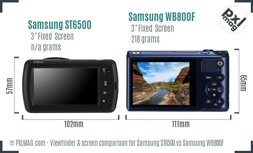 Samsung ST6500 vs Samsung WB800F Screen and Viewfinder comparison
