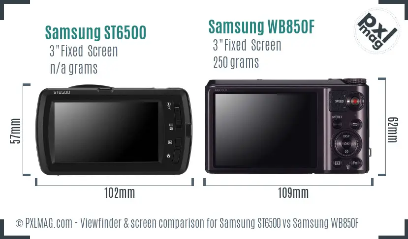 Samsung ST6500 vs Samsung WB850F Screen and Viewfinder comparison