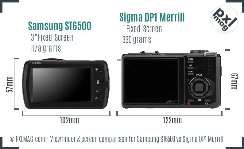 Samsung ST6500 vs Sigma DP1 Merrill Screen and Viewfinder comparison