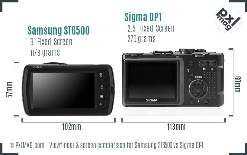 Samsung ST6500 vs Sigma DP1 Screen and Viewfinder comparison