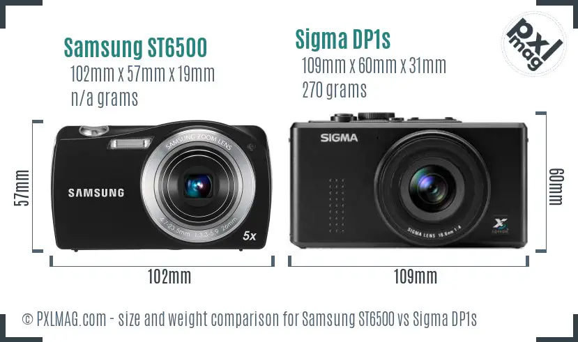 Samsung ST6500 vs Sigma DP1s size comparison