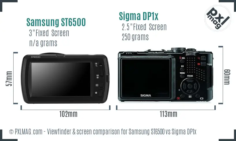 Samsung ST6500 vs Sigma DP1x Screen and Viewfinder comparison