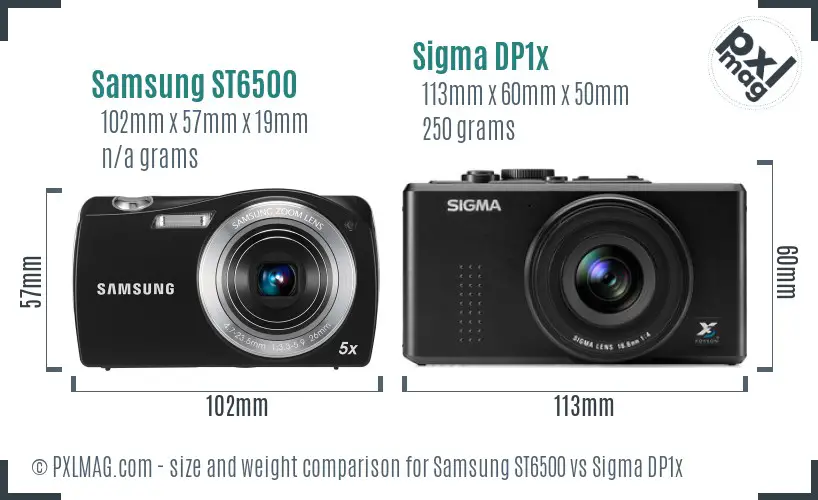 Samsung ST6500 vs Sigma DP1x size comparison