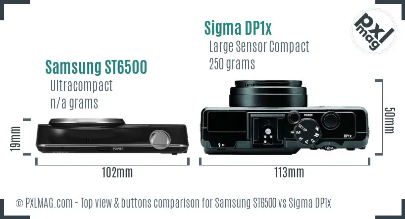 Samsung ST6500 vs Sigma DP1x top view buttons comparison