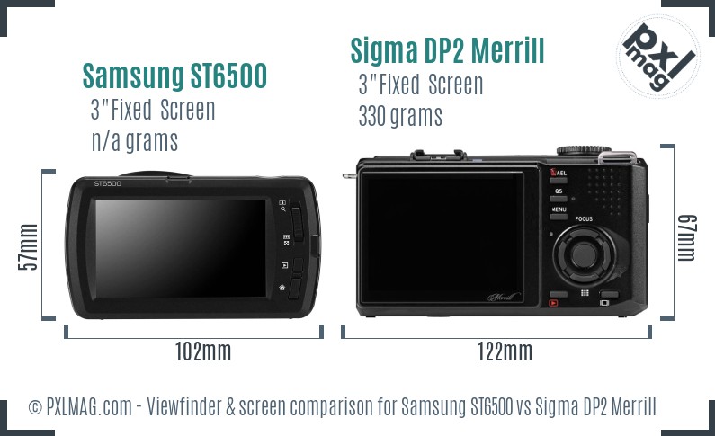 Samsung ST6500 vs Sigma DP2 Merrill Screen and Viewfinder comparison