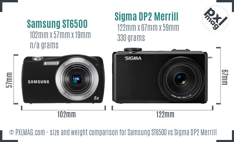 Samsung ST6500 vs Sigma DP2 Merrill size comparison