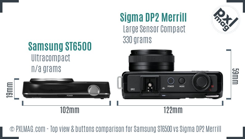 Samsung ST6500 vs Sigma DP2 Merrill top view buttons comparison