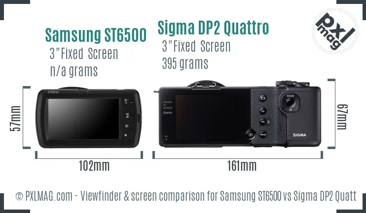 Samsung ST6500 vs Sigma DP2 Quattro Screen and Viewfinder comparison