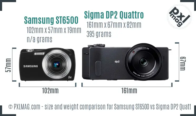 Samsung ST6500 vs Sigma DP2 Quattro size comparison