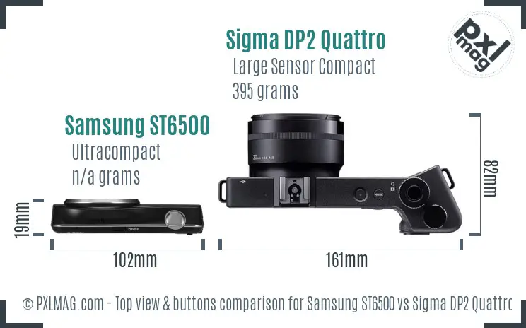 Samsung ST6500 vs Sigma DP2 Quattro top view buttons comparison