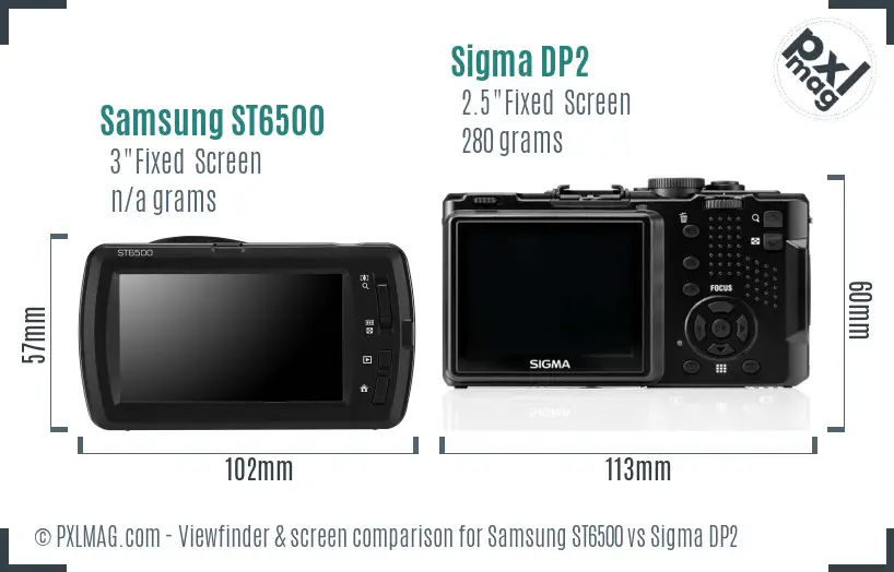 Samsung ST6500 vs Sigma DP2 Screen and Viewfinder comparison