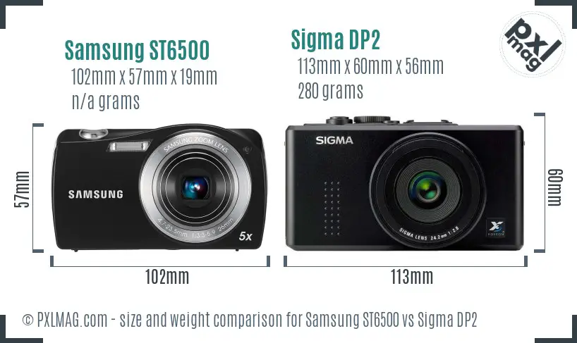Samsung ST6500 vs Sigma DP2 size comparison
