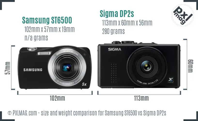 Samsung ST6500 vs Sigma DP2s size comparison