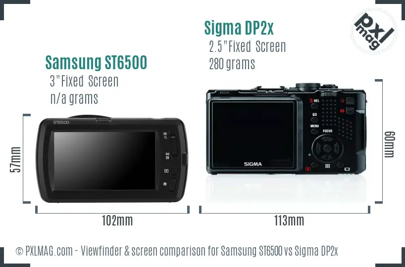 Samsung ST6500 vs Sigma DP2x Screen and Viewfinder comparison