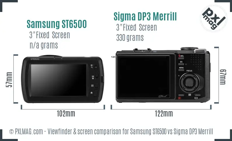 Samsung ST6500 vs Sigma DP3 Merrill Screen and Viewfinder comparison