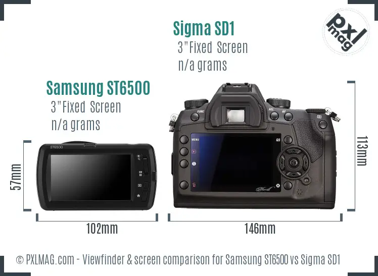 Samsung ST6500 vs Sigma SD1 Screen and Viewfinder comparison