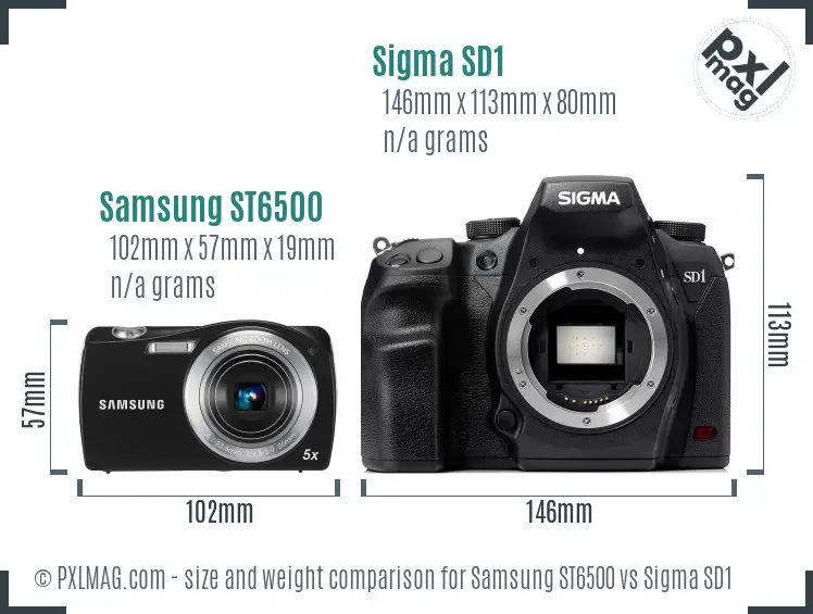 Samsung ST6500 vs Sigma SD1 size comparison