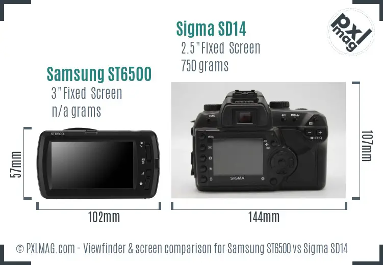 Samsung ST6500 vs Sigma SD14 Screen and Viewfinder comparison